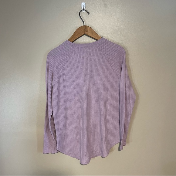 American Eagle Purple Waffle Knit Long Sleeve Top - Picture 3 of 5